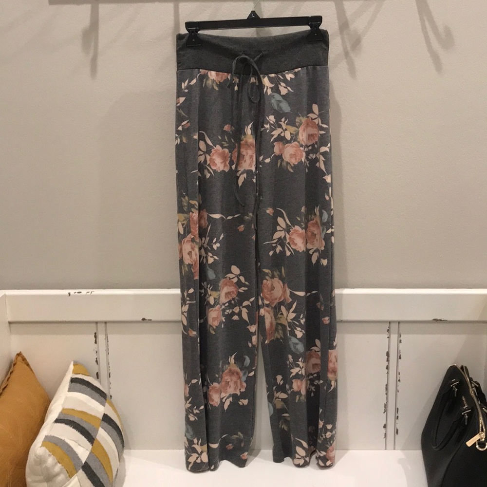 Floral cotton wide leg pants